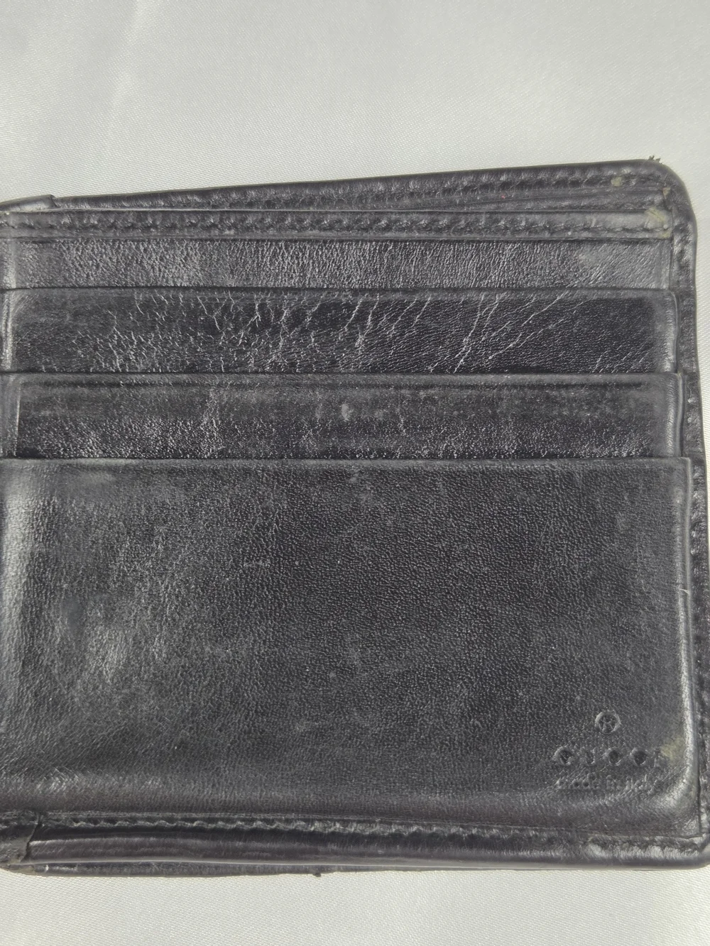 Authentic Gucci Black GG Canvas Bifold Wallet Hidden Coin Pouch Leather